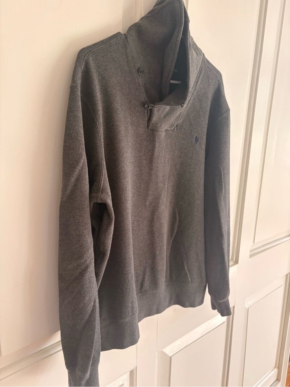 Vintage Polo Ralph Lauren Dark Gray Cowl Neck Sweatshirt Pullover Mens XL